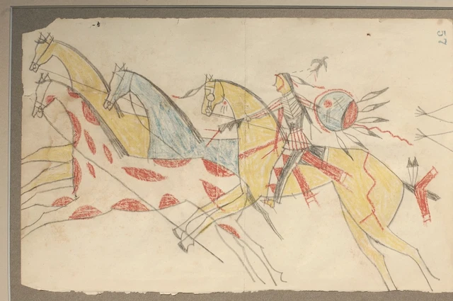 Old Ledger Art Drawing, Mounted
