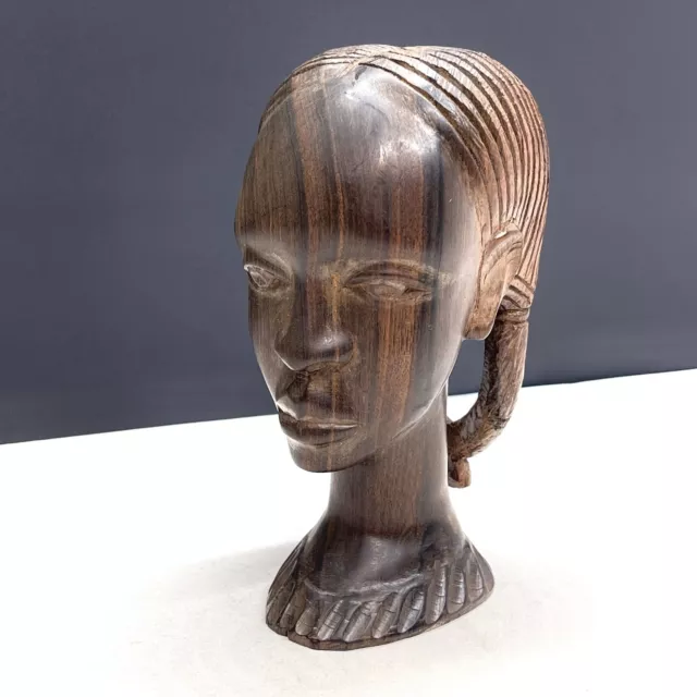 Vintage African Carved Bust Head Of A Tribal Woman