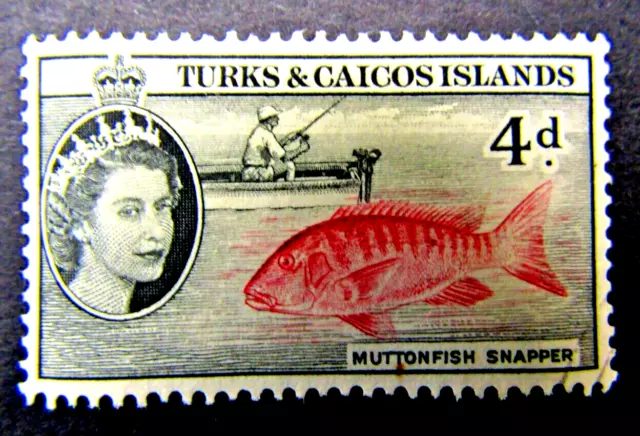 TURKS & CAICOS STAMP, QEII, 4d, 1958-60, VF