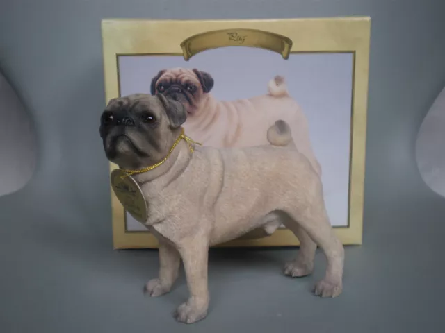 Leonardo Pug Fawn Dog Standing Figure Boxed.