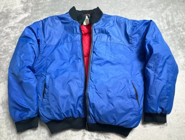 St Moritz Ski Team Down Jacket Men’s Large Blue Full Zip Lined Vintage Feather