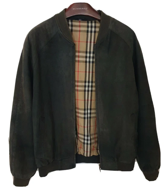 MENS BLACK BURBERRY suede bomber jacket coat size 48 large RRP