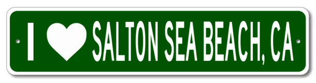 I Love Salton Sea Beach, California Metal Decor City Limit Sign - Aluminum