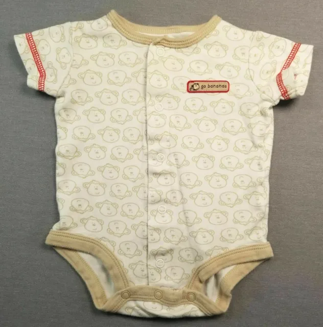 Carter's Baby Boy Clothes Vintage 3 Month Tan Monkey Romper Outfit