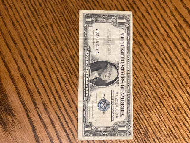 One Dollar Bill Silver Certificate Blue Seal Series 1957B