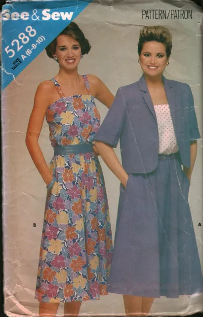 5288 Butterick SEWING Pattern Misses Loose Fitting Unlined Jacket Dress See Sew