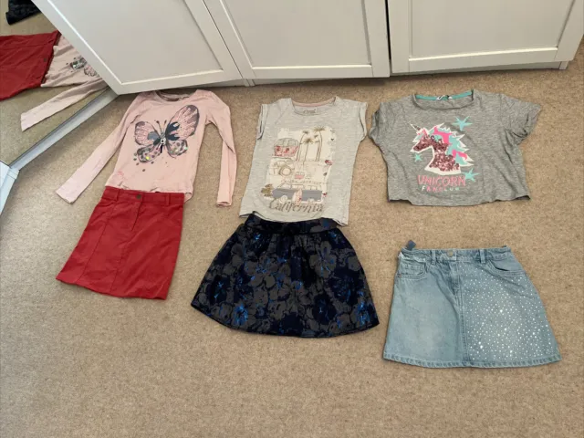 Girls Set Of 3 Skirts And 3 Tops -size 8-9 Years