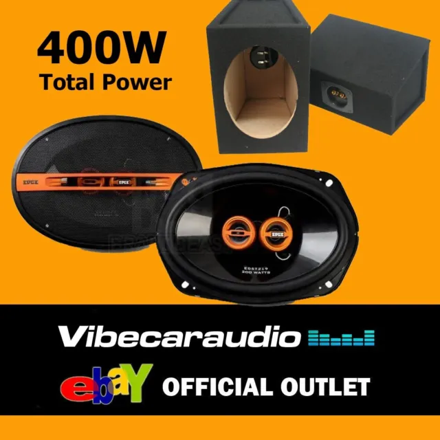 Edge 6" x 9" 3-Way Coaxial Shelf Van Speakers with Box 400W Total Power