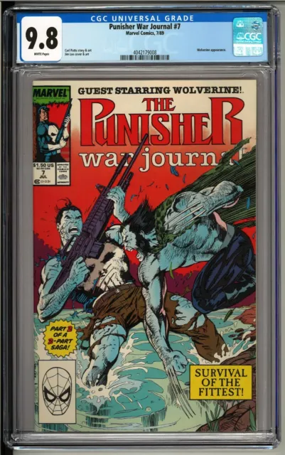 Punisher War Journal #7 (1989) CGC 9.8 White! Wolverine! Jim Lee Cover!!