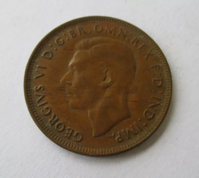 1941 Australia King George VI Large One Cent Penny Kangaroo Coin