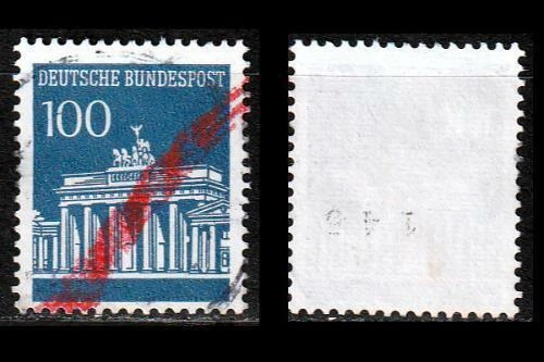 Brandburger Tor 100 Pf Mi. 510 w Rollenmarke mit rückseitiger Nr. 145