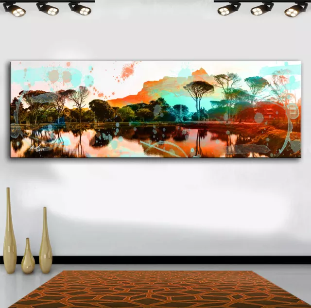 Abstrakte Landschaft Städte BILD AUF LEINWAND WANDBILD KUNSTDRUCK 2449A