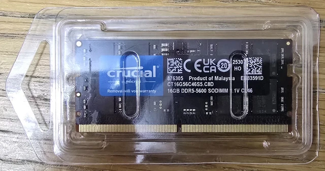 CRUCIAL DDR5 RAM 16GB Laptop Memory 5600MHz SODIMM Tested Excellent ...