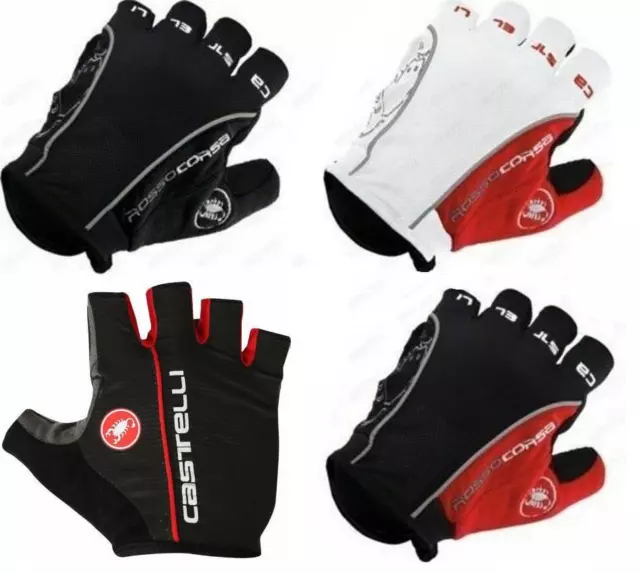 Castelli Rosso Corsa Classic Half Finger Gloves Cycling Bicycle Gloves