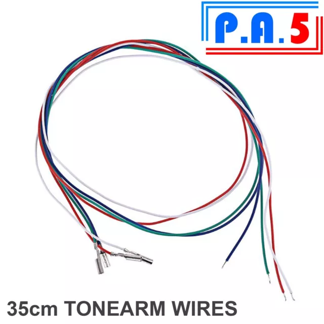 35cm Tonearm Wires Cables - 4 COLOUR WIRES - Turntable Decks Headshell 13.7" UK