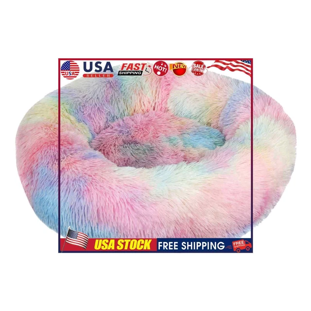 Donut Dog Bed - Round Calming Plush Dog Beds for Small Medium Large Dogs & Cats
