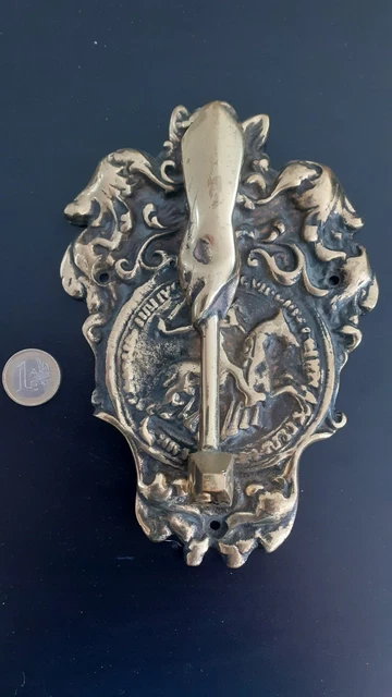 Ancien Heurtoir De Porte En Bronze / Maçonnique / Templier / Chevalier / Marteau