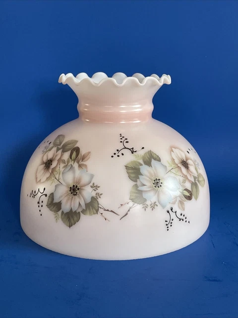 Vintage GWTW 10" Fitter Blue & Pink Tint Oil Or Electric Glass Dome Lamp Shade