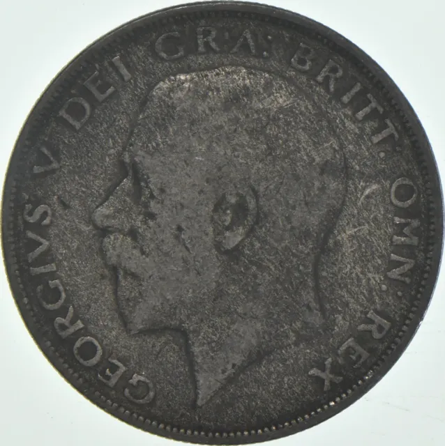 SILVER - WORLD Coin - 1922 Great Britain 1/2 Crown - World Silver Coin *748