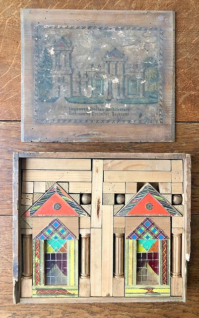 Ancienne boite de jeu de construction en bois ARCHITECTURE MODERNE
