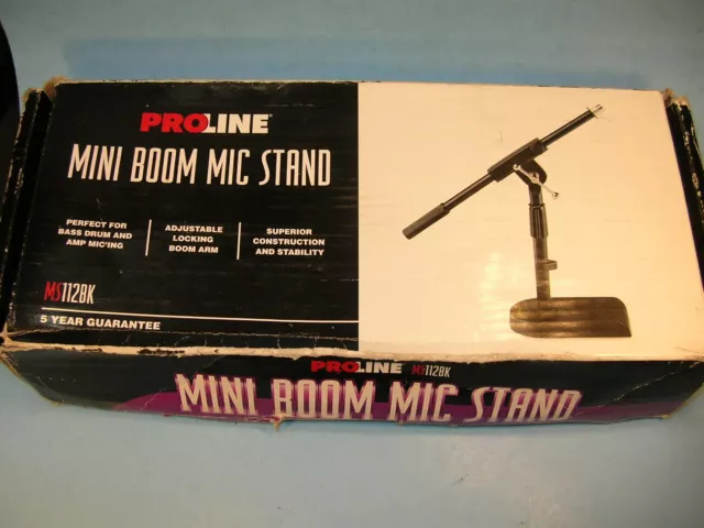 SUPPORT MICRO MICROPHONE PROLINE MS-112BK MINI BOOM + CORDON MICRO 18'.. pour batterie basse !