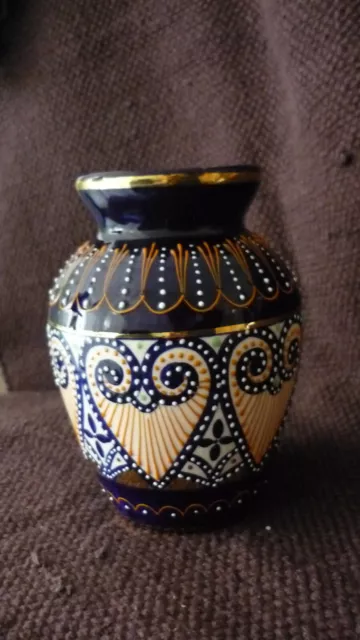 Beautiful Vintage Signed HB Quimper  Vase art deco with points