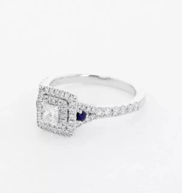Vera Wang Princess Cut Lab-Created Diamond Double Halo Engagement 925Silver Ring 2