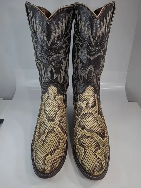 VINTAGE JUSTIN ANACONDA Boa Snakeskin Mens Cowboy Boots Style V0927 ...