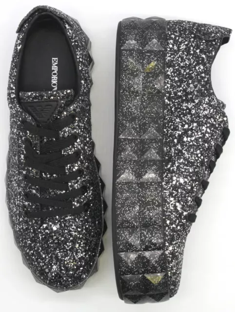 Emporio Armani  Sneaker low Damen Schuhe Gr 40 und 37 schwarz GLITTER NEU