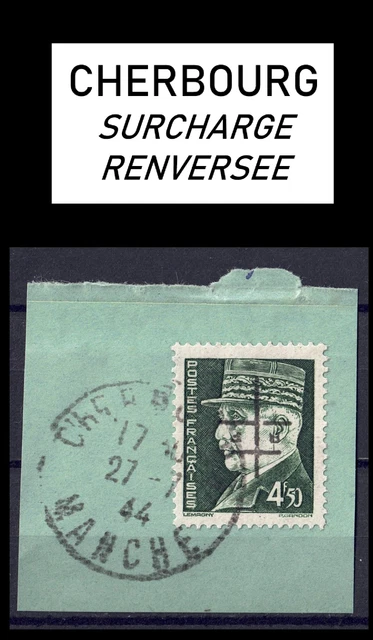 🇫🇷 Superbe TIMBRE PETAIN - LIBERATION CHERBOURG - FRAGMENT - MAYER 390€ 🇫🇷