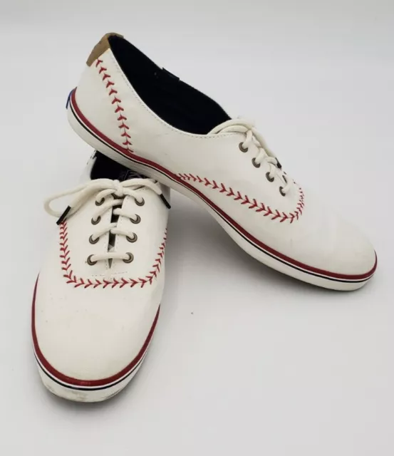 Keds Womens White WF-52476 Round Toe Lace Up Low Top Baseball Shoes Size 10