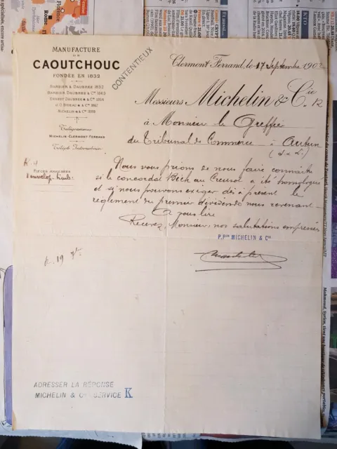 ancien document / affiche publicitaire / MICHELIN 1902
