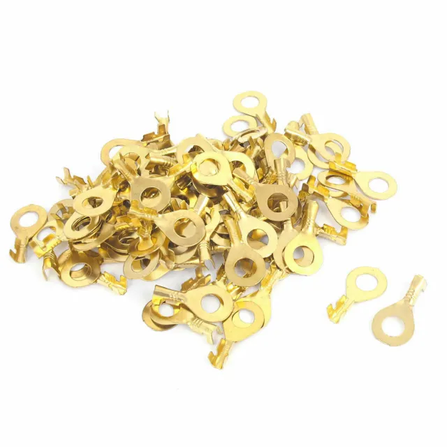 100pcs 19Amp AWG9-3 Wire Cable Copper Tongue Non-insulated Ring Terminals #