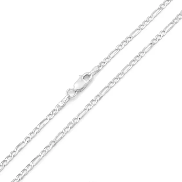 925 Italian Sterling Silver Solid Figaro 2.5mm - 10.5mm ITProlux Necklace Chain