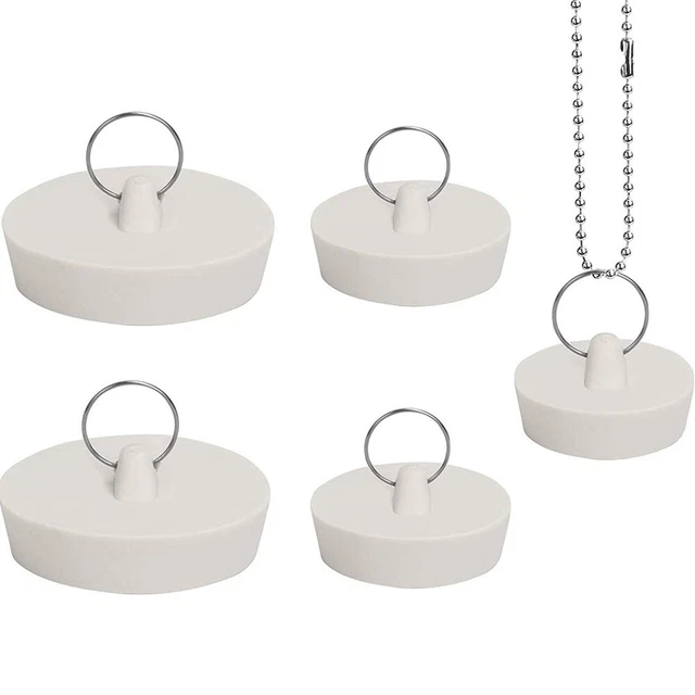 Rubber Bath Plugs No Leaks Replacement Universal With 4x Chain Bath Plugs