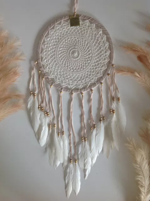 Dream Catcher Light Brown & Cream 31cmx80cm Crochet Web Wall Hanging Room Decor