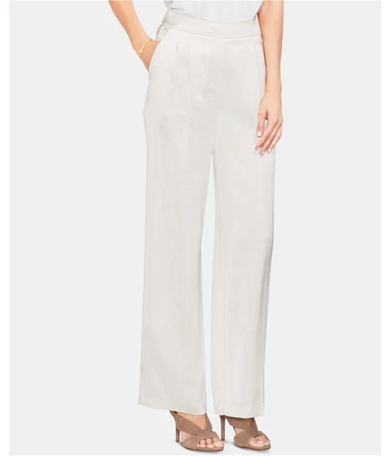Vince Camuto Womens Pleated-Waist Casual Wide Leg Pants, Off-White, 6