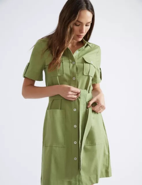 AU 20 - KATIES - Womens Dress -  3Q Sleeve Midi Shirt Dress