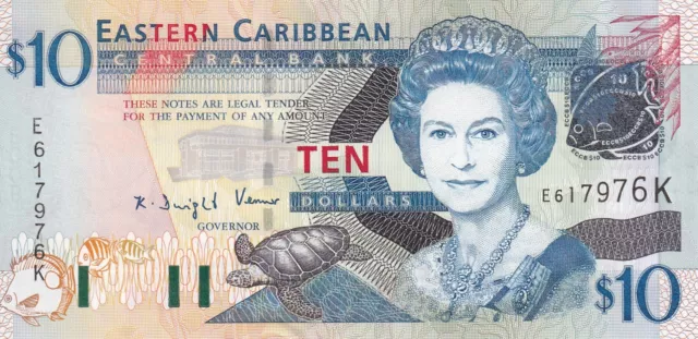 East Caribbean 10 Dollars ND 2003 suffix letter K P 43 k UNC