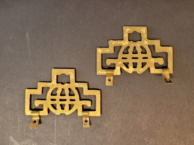 MCM - Mid Century Solid Cast  Asian Architectural Brass Picture Hanging Hardware