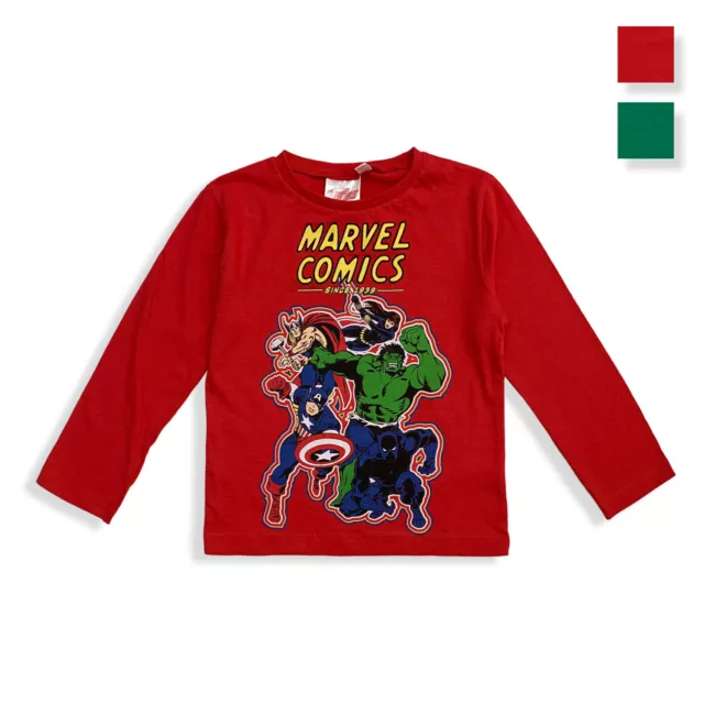 Maglia Marvel Avengers maglietta bambino maniche lunghe in cotone ufficiale 5560