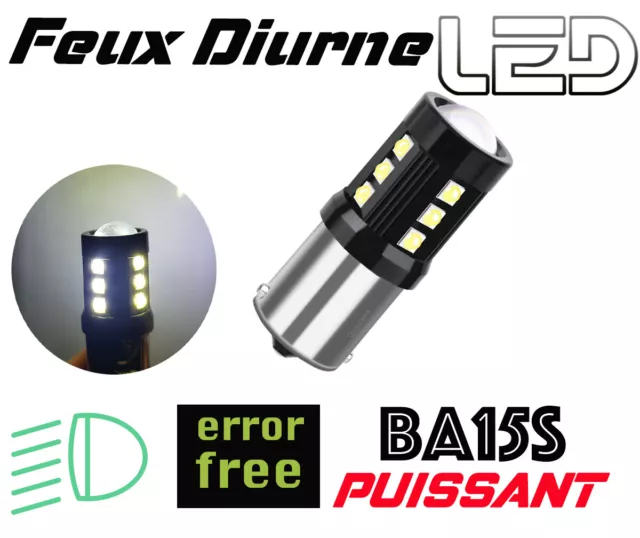 1 Ampoule BA15s P21w led Lens Blanc Feux de positions de jour recul Roulage