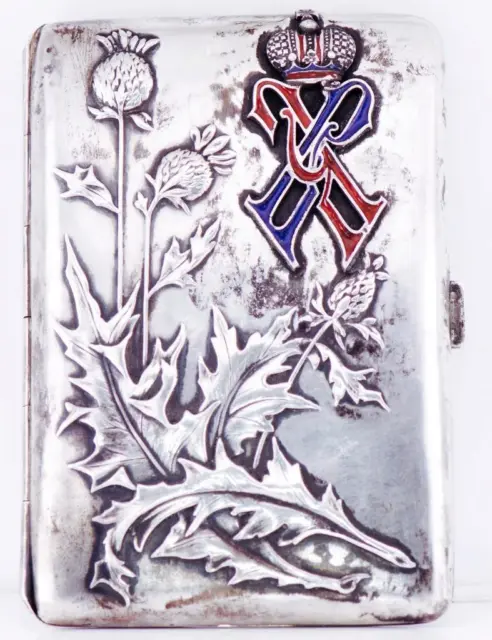 Imperial Russ Faberge Silver Enamel Cigarette Case for Grand Duke Vladimir c1890