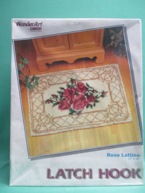 Rose Latch Hook Rug Kit 27" x 40" Wonder Art Rose Lattice Sealed New