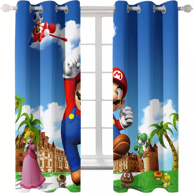 Mario Videogame Characters Bedroom Curtains Ring Blackout Door Decor UV Protect