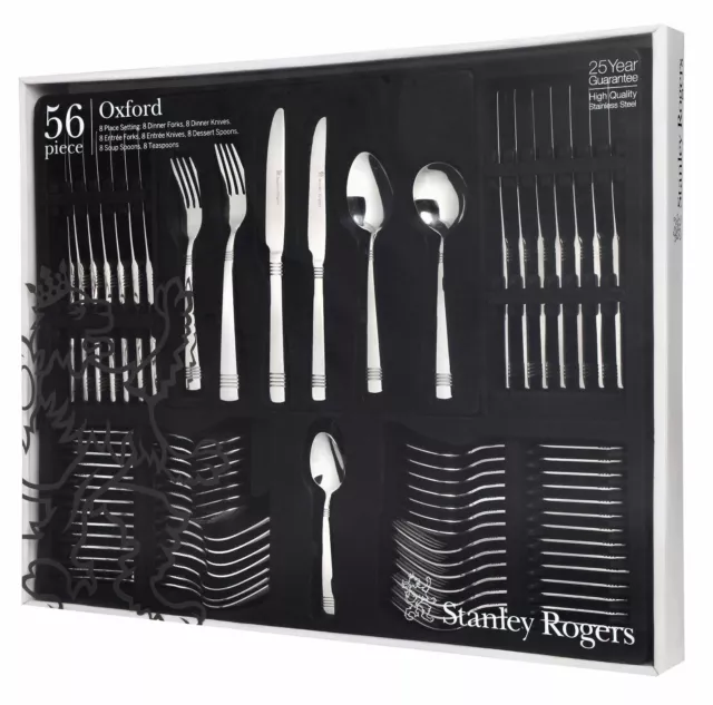 NEW STANLEY ROGERS 56 PIECE OXFORD CUTLERY GIFT BOXED SET Fork Knife Spoon