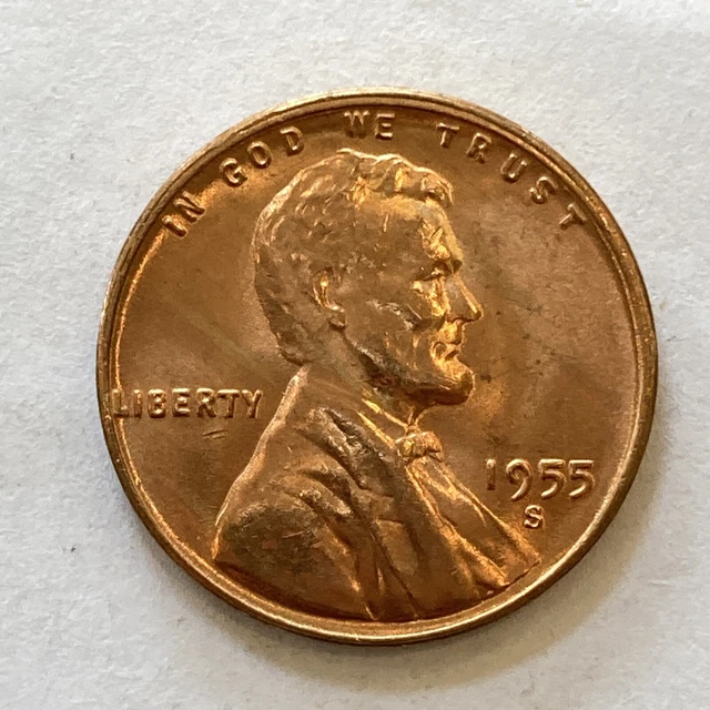 BU 1955-S LINCOLN WHEAT CENT San Francisco Uncirculated - Coin Shown Ships LG33