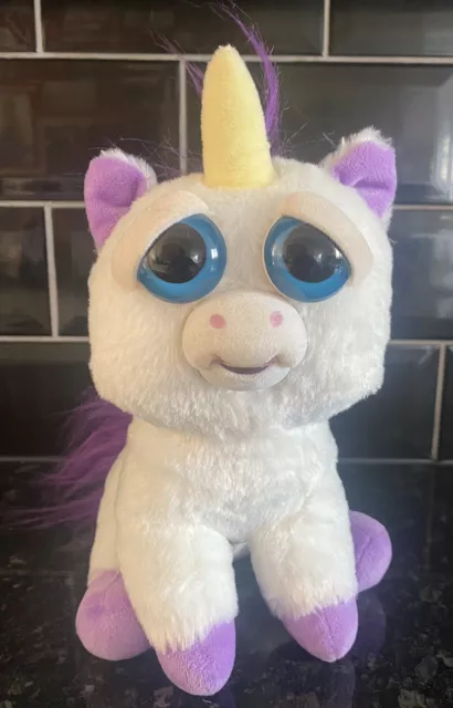 Feisty Pets White Glitterpoop Unicorn Face Changing Tongue Out Soft Toy