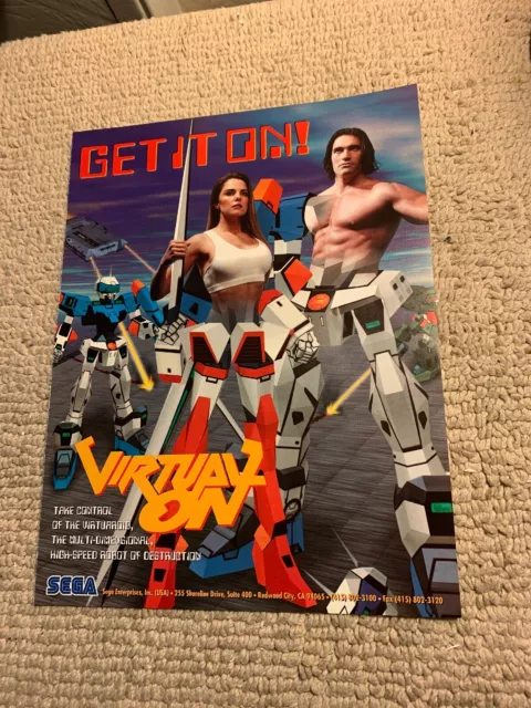 original ad 11- 8.5'' virtual on sega   ARCADE VIDEO GAME FLYER