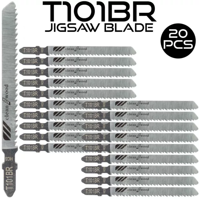 20x Jigsaw Blades T101BR Reverse Clean Cut HCS 10TPI For Bosch Dewalt Makita